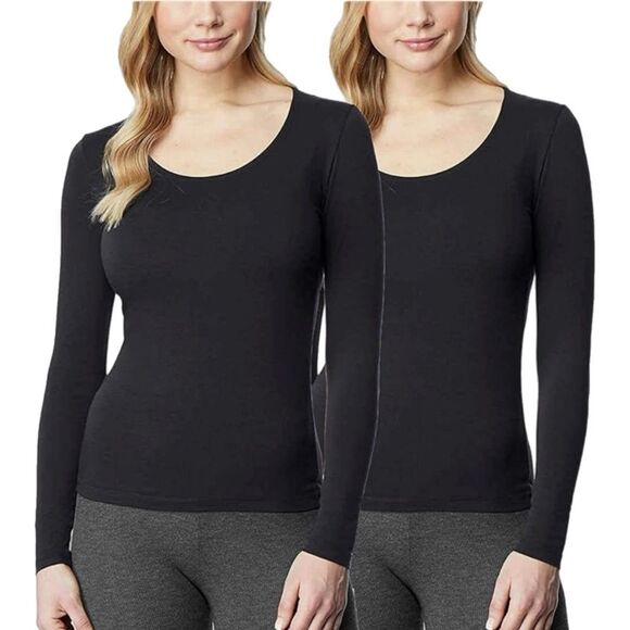 32 DEGREES HEAT BASE LAYER TOP WOMEN’S MEDIUM BLACK LOT of 2 LONG SLEEVE. - Picture 1 of 8